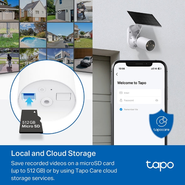 Cámara Smart WiFi TPLink TAPO C-410 con Panel Solar – Visión Nocturna – Micro SD – 2K