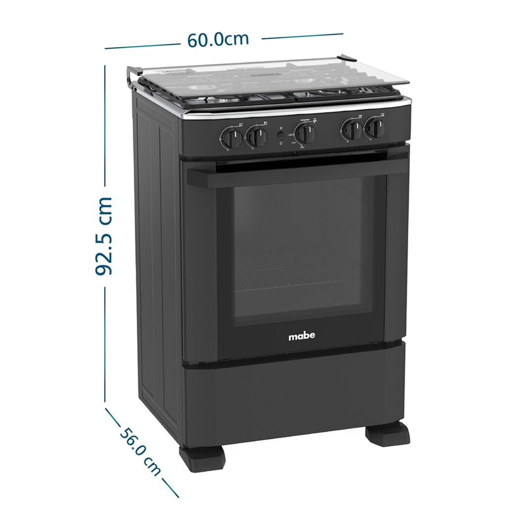 Cocina a Gas MABE - 4 Quemadores 60 cm - EM6025SN0 Negra