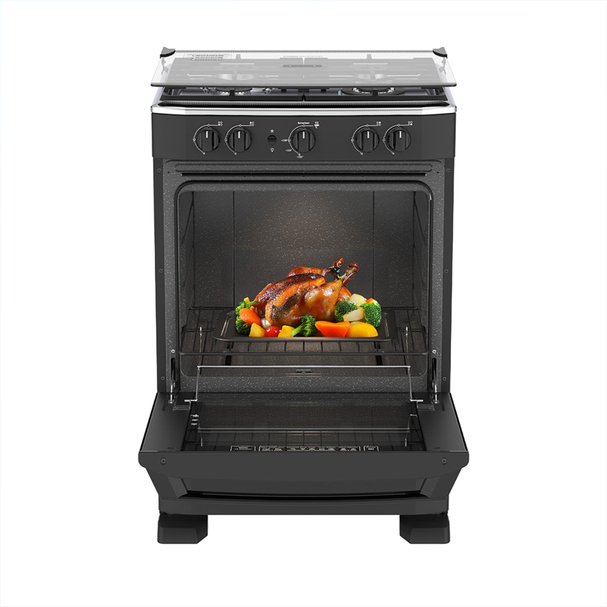 Cocina a Gas MABE - 4 Quemadores 60 cm - EM6025SN0 Negra
