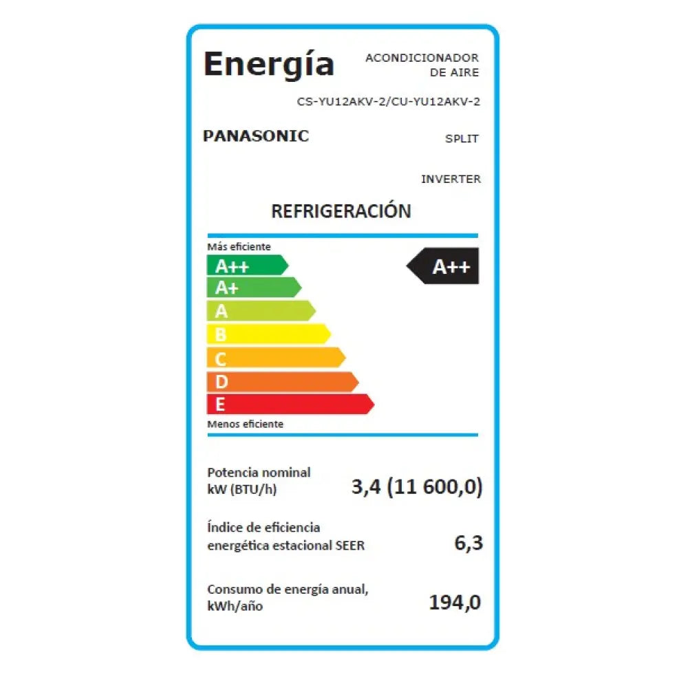 Aire Acondicionado Panasonic Inverter 12000BTU