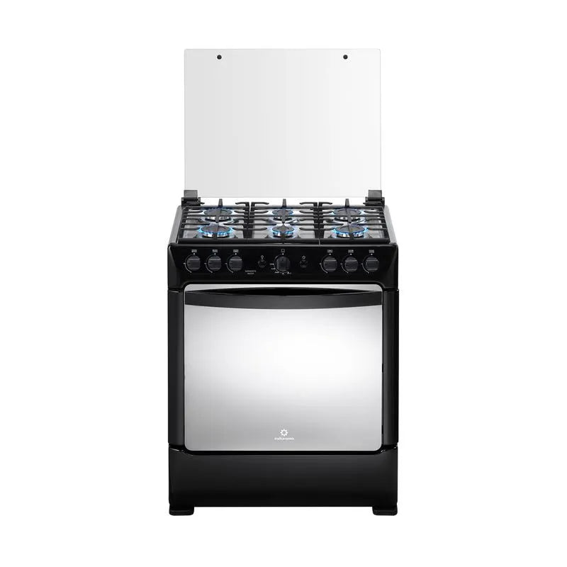 Cocina a Gas Indurama - 6 Quemadores 30" - SORRENTO MAXIGRILL ZAFIRO Negro