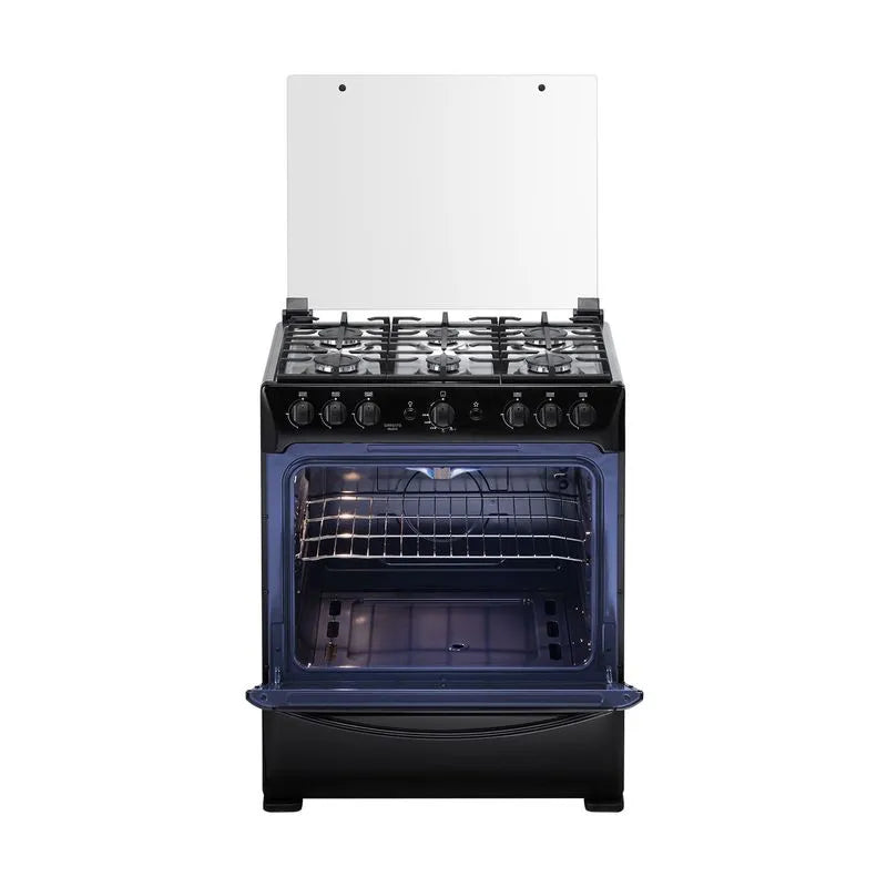 Cocina a Gas Indurama - 6 Quemadores 30" - SORRENTO MAXIGRILL ZAFIRO Negro