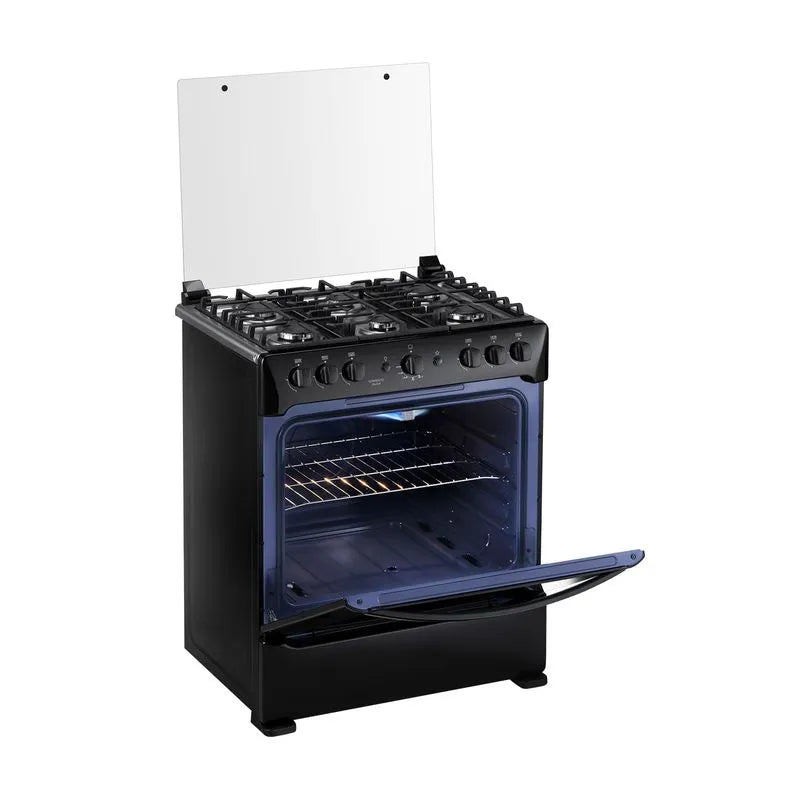 Cocina a Gas Indurama - 6 Quemadores 30" - SORRENTO MAXIGRILL ZAFIRO Negro