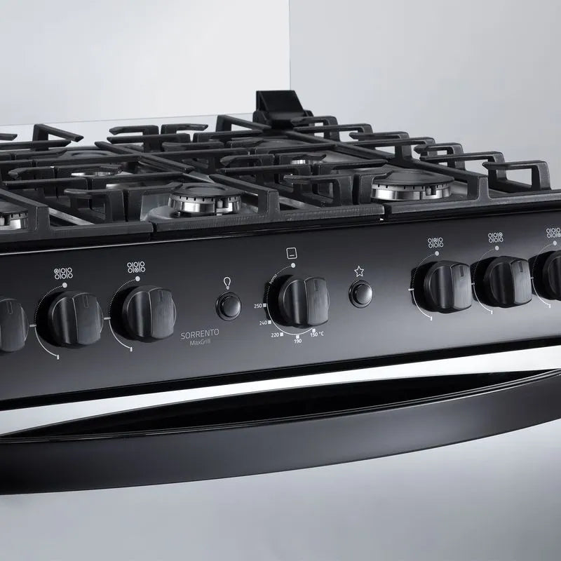Cocina a Gas Indurama - 6 Quemadores 30" - SORRENTO MAXIGRILL ZAFIRO Negro