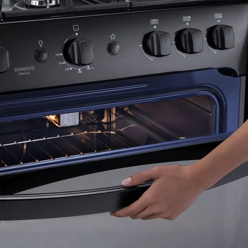 Cocina a Gas Indurama - 6 Quemadores 30" - SORRENTO MAXIGRILL ZAFIRO Negro