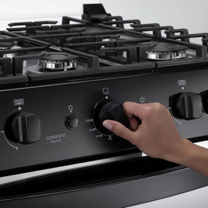 Cocina a Gas Indurama - 6 Quemadores 30" - SORRENTO MAXIGRILL ZAFIRO Negro